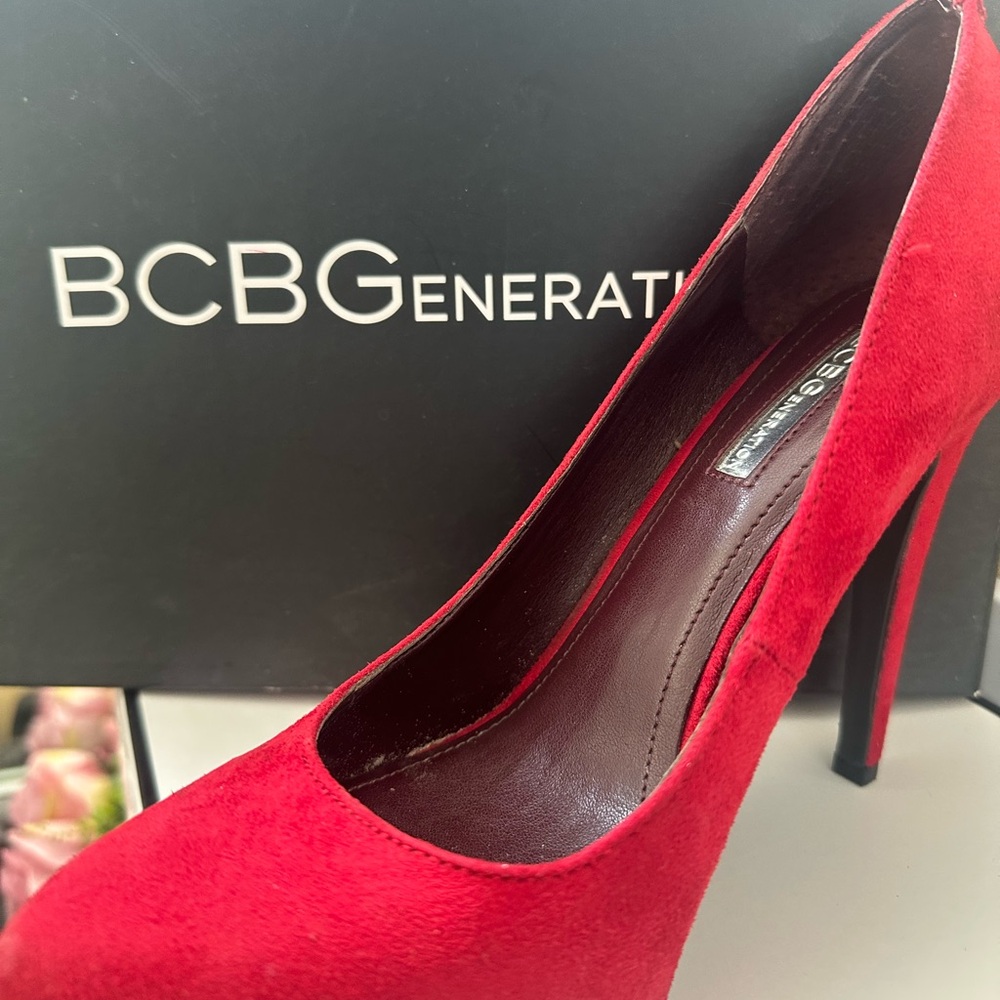 BCBGeneration Bold Red Suede Heels
